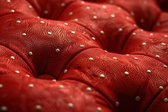 Textura cuero de color rojo con botones rojos.  Recurso gr&aacute;fico, fondo.