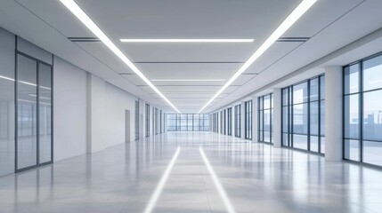 Obraz premium Interior of modern empty office building.Open ceiling design.
