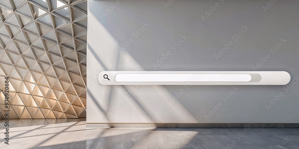 Poster modern minimalistic search interface. a sleek, minimalistic design featuring a search bar set agains