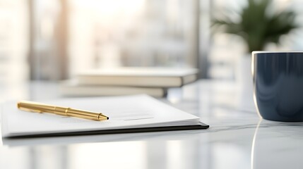 Luxurious Financial Consultation Scene - 3D Render of Opulent Loan Signing with Gold Accents Professional Attire and Marble Desk in Elegant Office Setting