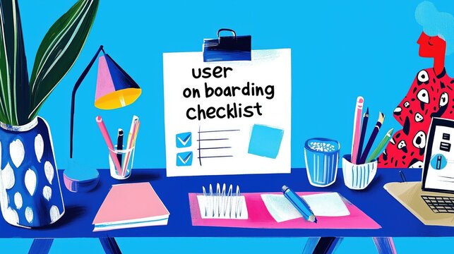 User onboarding checklist - minimalist design for spring-themed workspace poster