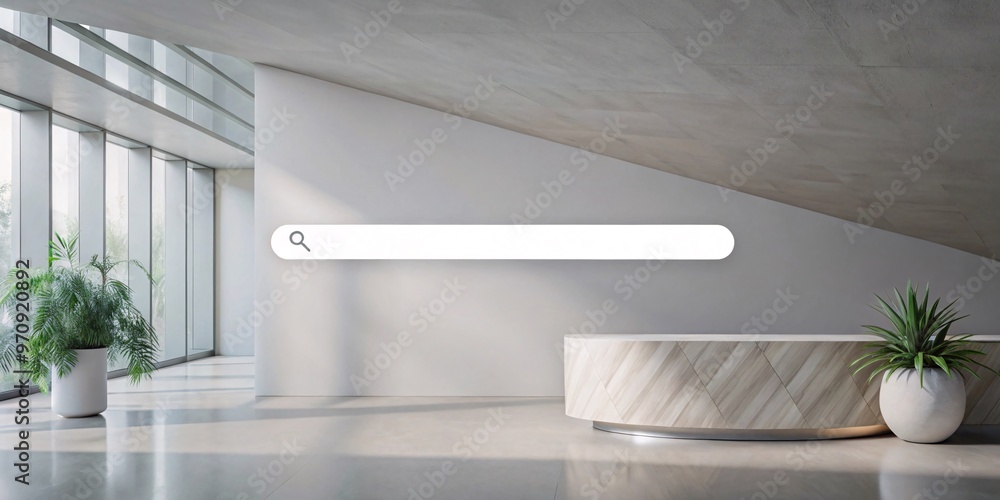 Poster modern minimalistic search interface. a sleek, minimalistic design featuring a search bar set agains
