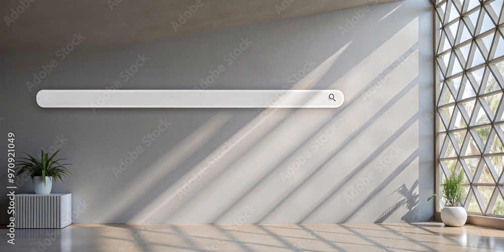 Poster modern minimalistic search interface. a sleek, minimalistic design featuring a search bar set agains