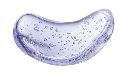 Single blob of transparent glycerin or gel. Glossy texture with tiny bubbles.
