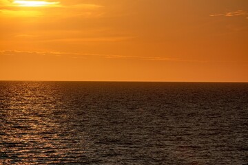 latvia, gulf of riga, jurkalne, sunset, sea, clouds, sun, rot, horizon, sky, nature, cloud, coast, orange, beautiful, dusk, beach, water