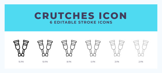 Crutches editable line icon. Vector illustration with different stroke.