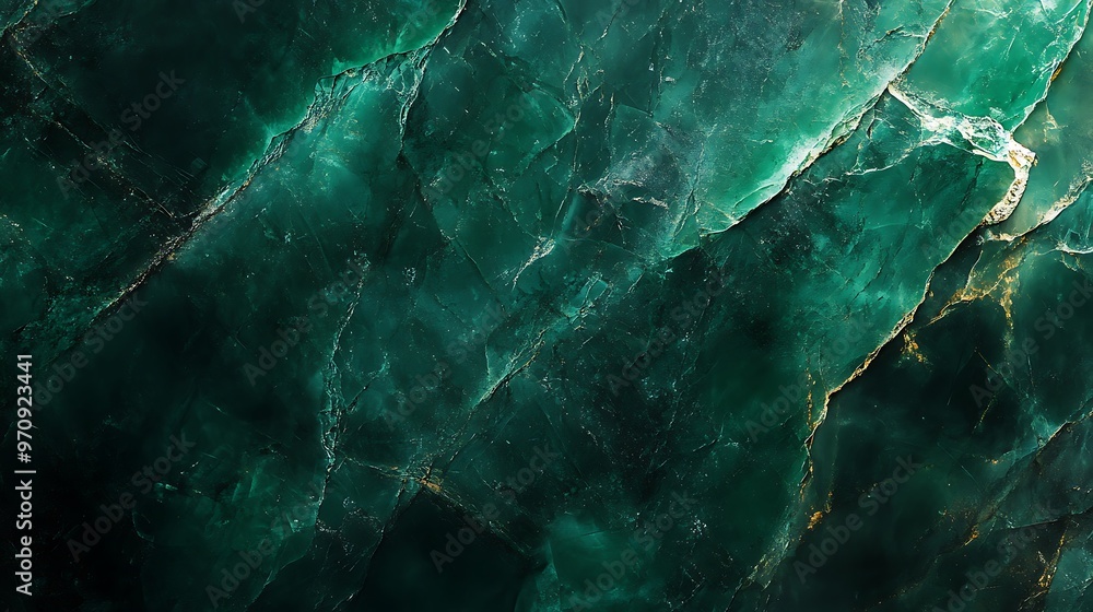 Poster a smooth, polished emerald stone background with a subtle shine and a large space for text