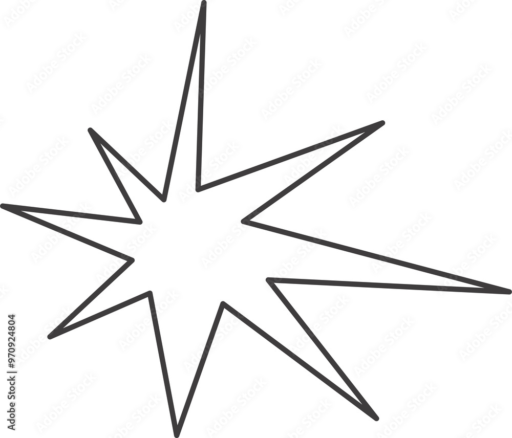Poster y2k star shape. outline icon of abstract spark and shiny irregular flash burst. bling and twinkle ge