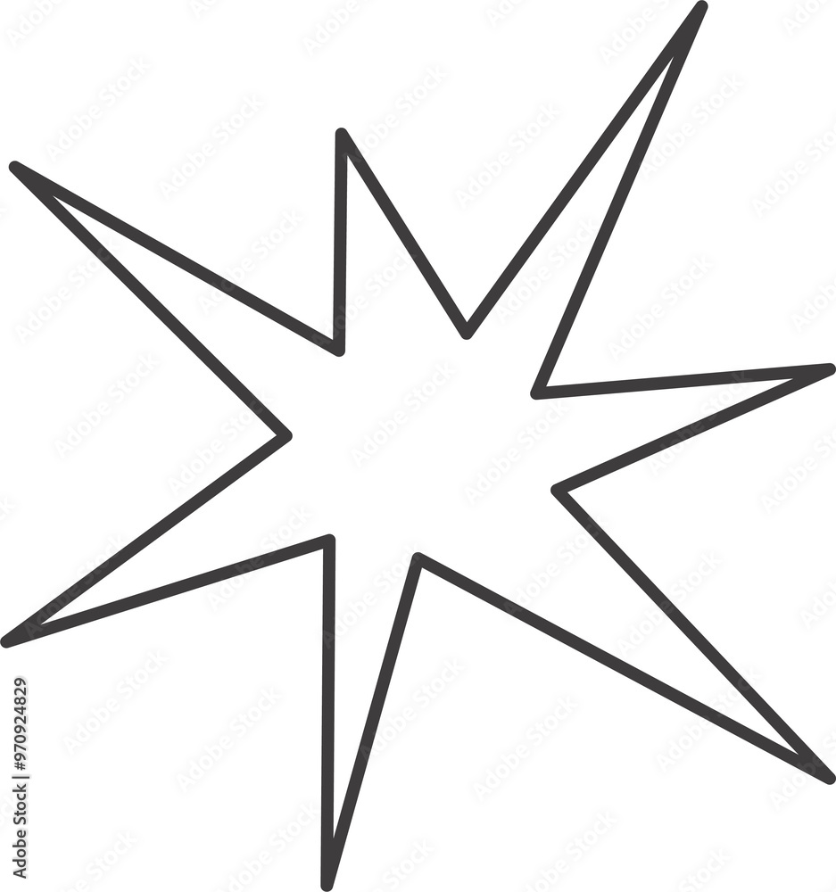 Poster y2k star shape. outline icon of abstract spark and shiny irregular flash burst. bling and twinkle ge