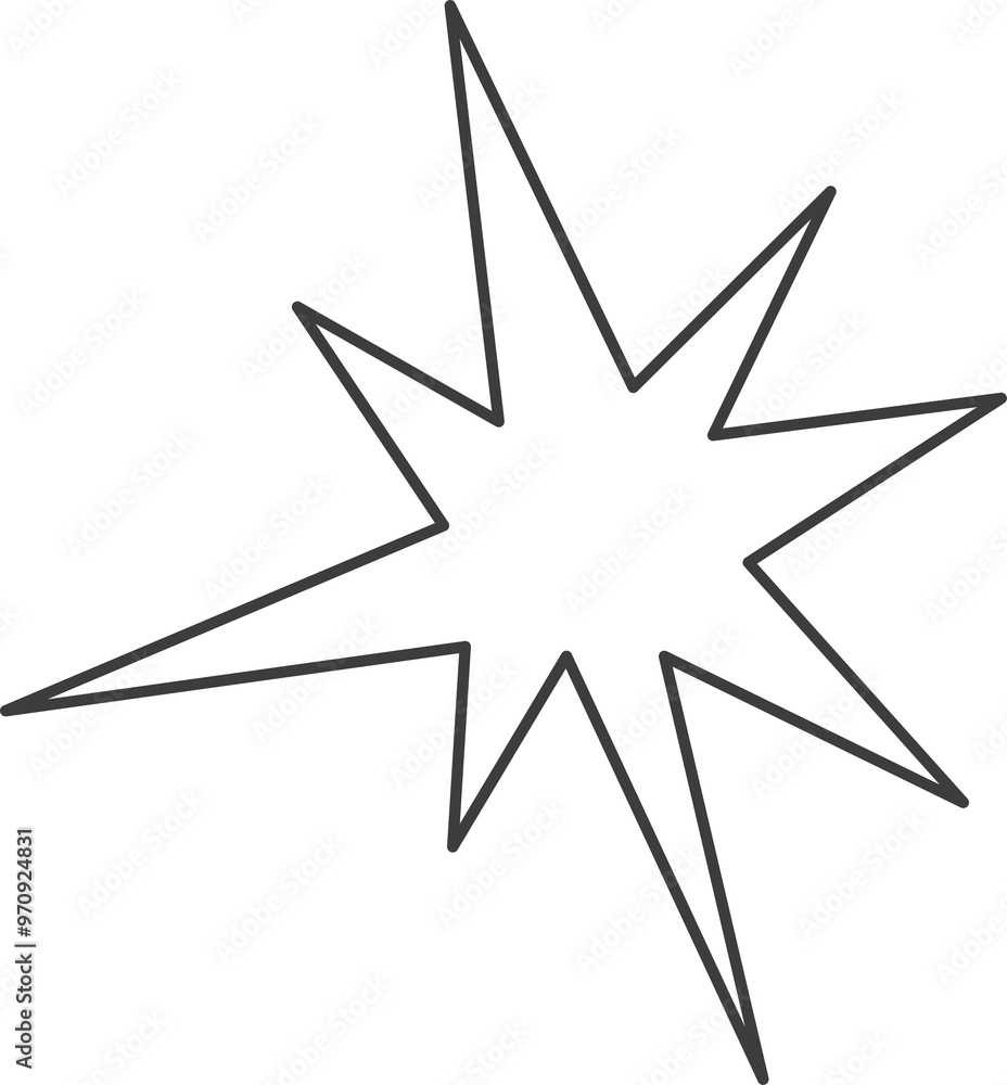 Poster y2k star shape. outline icon of abstract spark and shiny irregular flash burst. bling and twinkle ge