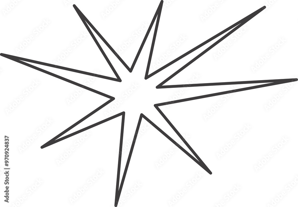 Poster y2k star shape. outline icon of abstract spark and shiny irregular flash burst. bling and twinkle ge