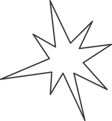 Y2k star shape. Outline icon of abstract spark and shiny irregular flash burst. Bling and twinkle geometric minimal retro design element