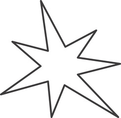 Y2k star shape. Outline icon of abstract spark and shiny irregular flash burst. Bling and twinkle geometric minimal retro design element