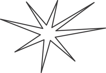 Y2k star shape. Outline icon of abstract spark and shiny irregular flash burst. Bling and twinkle geometric minimal retro design element