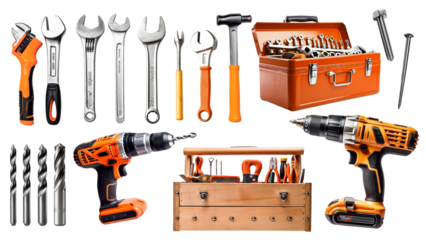 Hand tool png element set, transparent background