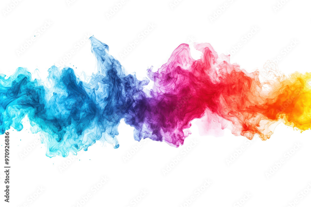 Poster colorful abstract smoke in rainbow hues swirling on a transparent background. creating a dynamic and