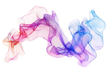 Fototapeta premium Colorful abstract smoke waves over transparent background. featuring vibrant shades of red, purple, and blue creating a dynamic visual effect.