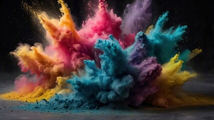 Abstract splash of colored dust powder in motion