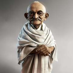 Serene portrait of Mahatma Gandhi, Father of the Nation, symbol of non-violence, inspiring peace and equality