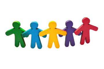 Colorful paper cutout figures holding hands symbolizing unity, teamwork, and community. Ideal for diversity and inclusion concepts.