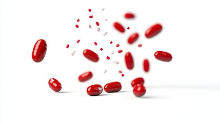 Falling Pills isolated on white background