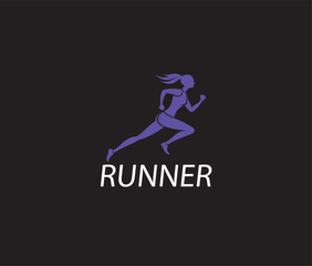 The woman begins an intense run. Fitness, healthy lifestyle. Vector illustration.