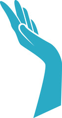 blue hand vector illustration with white background.