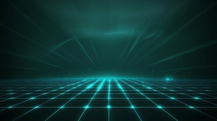 A futuristic grid landscape with glowing lines and a dark atmosphere, perfect for sci-fi and digital themes.