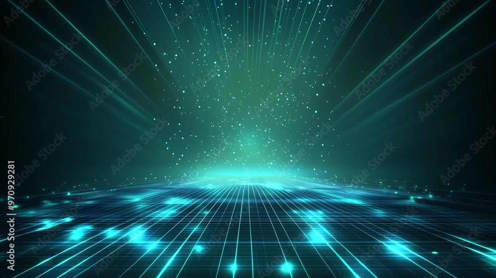Poster a mesmerizing abstract background featuring glowing lines and particles in a futuristic design, idea