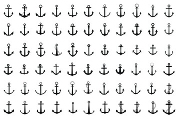 Anchor icons set. Marine and nautical emblems collection