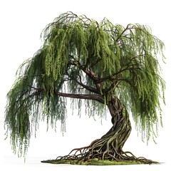 A tree with green leaves on a white background Generative AI
