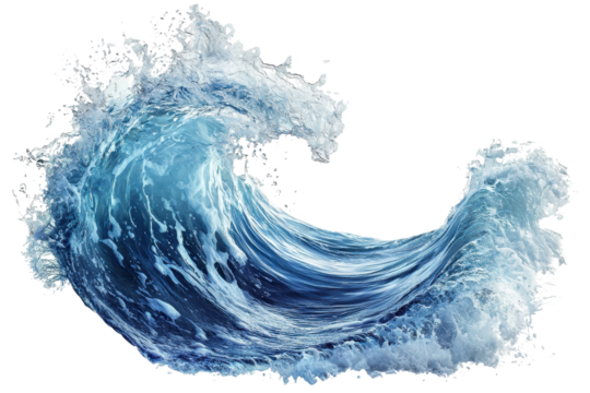 Dynamic ocean wave captured mid-surge, showcasing the power and fluidity of water. Perfect for nature, ocean, and fluid dynamics themes.