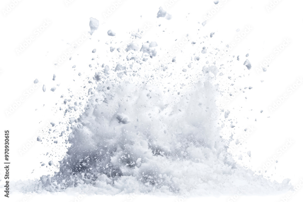 Poster dynamic white powder explosion on a transparent background. creating a dramatic cloud effect, perfec