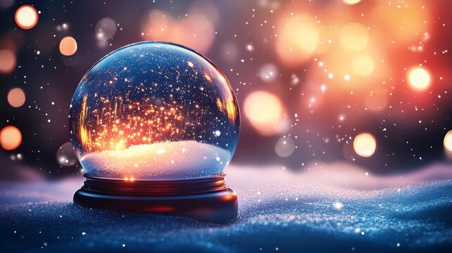 Snowglobe In Eve Night - Wish Concept - Abstract Defocused Background