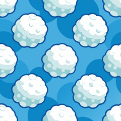 A seamless pattern of soft white clouds on a calming blue background