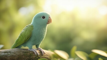 Naklejka premium Elf Parrot Helper, tropical paradise background, 3d illustration