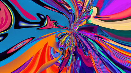 Colorful psychedelic and fluid abstract background for music
