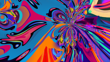Colorful psychedelic and fluid abstract background for music