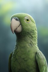 Obraz premium A vibrant ghost parrot outfit set against a backdrop of a mystical tropical island, brought to life through stunning 3D artistry.