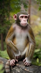 Obraz premium Monkey sitting on a log