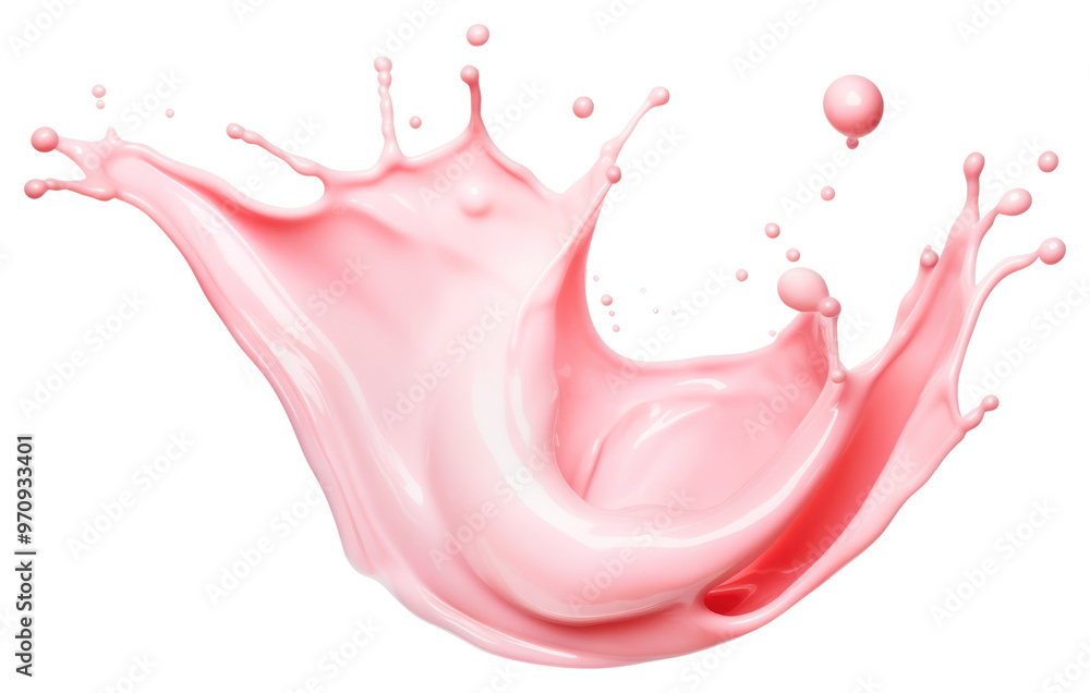 Poster PNG Strawberry milk splash white background refreshment splattered.