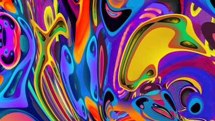 Colorful psychedelic and fluid abstract background for music