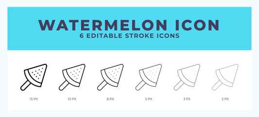 Watermelon icon symbol. Outline. Lineal icon with editable stroke.