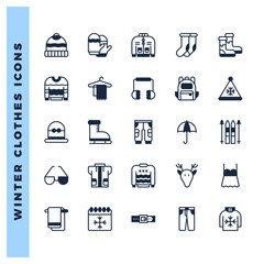 25 Winter Clothes Lineal Fill icons pack. vector illustration.