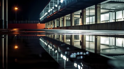Night Reflections in Puddle.