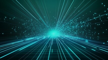 Abstract digital background showcasing vibrant light rays radiating towards a central point, creating a sense of depth and motion.