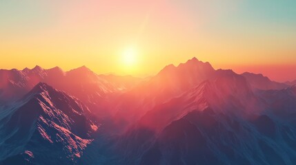 Mountain Sunset Landscape.