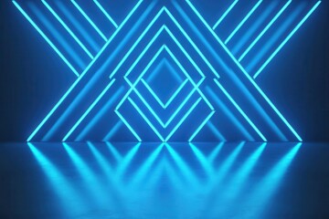 Futuristic background featuring illuminated blue neon lines forming geometric shapes, creating a modern and vibrant atmosphere.
