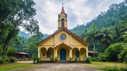 Naklejka premium Beautiful historic 18th century church: Virgin Mary Catholic Church: A beautiful picture of church