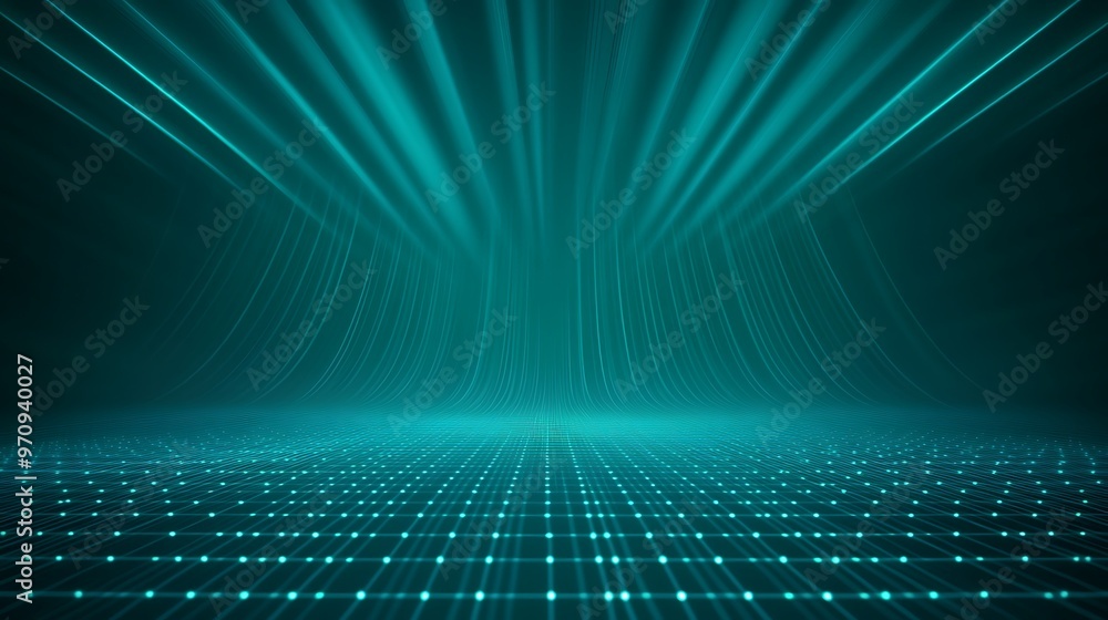 Wall mural futuristic digital background with glowing lines and a grid pattern, perfect for technology or desig